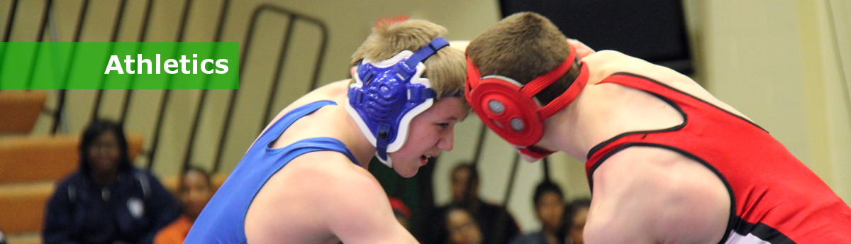 Two students wrestling